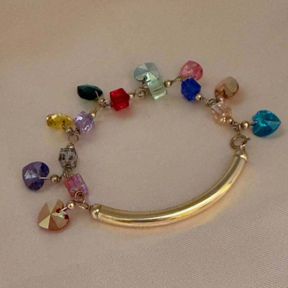 Bracelet Fashion or costume jewelry with  various color stones 14k yellow gold